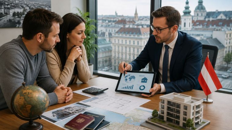 Immobilienkredit in Österreich beantragen - Wohnsitz oder Einkommen im Ausland - lassen Sie sich beraten! (KI, Symbolbild)